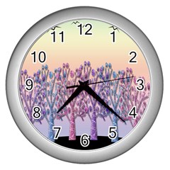 Magical Hill Wall Clocks (silver)  by Valentinaart