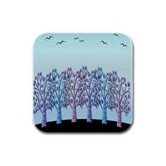 Blue Magical Hill Rubber Square Coaster (4 Pack)  by Valentinaart