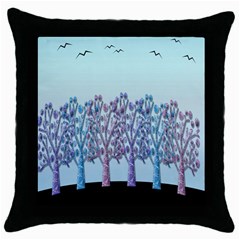 Blue Magical Hill Throw Pillow Case (black) by Valentinaart