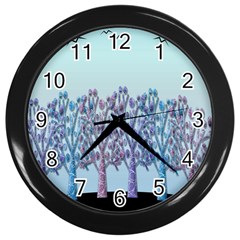 Blue Magical Hill Wall Clocks (black) by Valentinaart