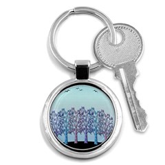 Blue Magical Hill Key Chains (round)  by Valentinaart