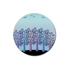 Blue Magical Hill Rubber Coaster (round)  by Valentinaart