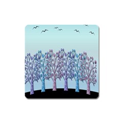 Blue Magical Hill Square Magnet by Valentinaart