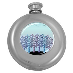 Blue Magical Hill Round Hip Flask (5 Oz) by Valentinaart