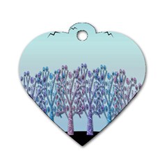 Blue Magical Hill Dog Tag Heart (two Sides) by Valentinaart