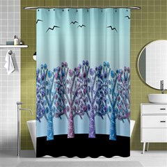 Blue Magical Hill Shower Curtain 48  X 72  (small)  by Valentinaart