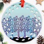 Blue magical hill Ornament (Round Filigree)  Front