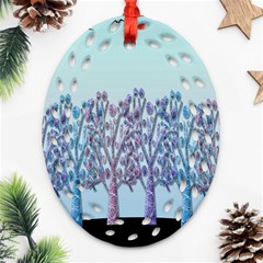 Blue Magical Hill Ornament (oval Filigree)  by Valentinaart