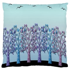 Blue Magical Hill Large Cushion Case (one Side) by Valentinaart