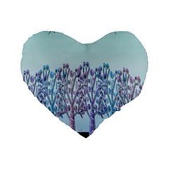 Blue Magical Hill Standard 16  Premium Heart Shape Cushions by Valentinaart