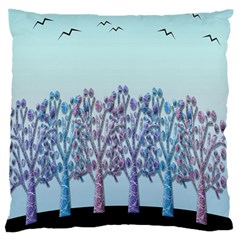 Blue Magical Hill Large Flano Cushion Case (one Side) by Valentinaart