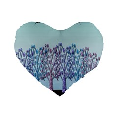 Blue Magical Hill Standard 16  Premium Flano Heart Shape Cushions by Valentinaart