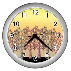 Magical Sunset Wall Clocks (silver)  by Valentinaart