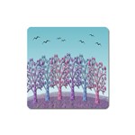 Blue magical landscape Square Magnet Front