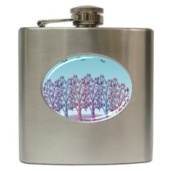 Blue Magical Landscape Hip Flask (6 Oz) by Valentinaart