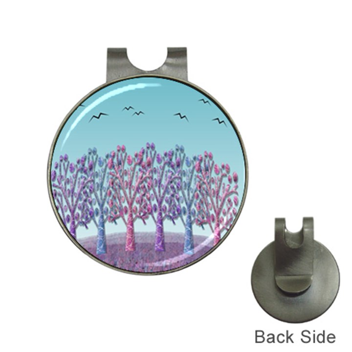 Blue magical landscape Hat Clips with Golf Markers