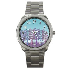 Blue Magical Landscape Sport Metal Watch by Valentinaart