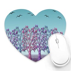 Blue Magical Landscape Heart Mousepads by Valentinaart