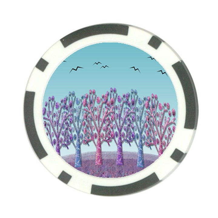 Blue magical landscape Poker Chip Card Guards