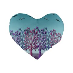 Blue Magical Landscape Standard 16  Premium Heart Shape Cushions by Valentinaart