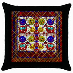 Smile And The Whole World Smiles  On Throw Pillow Case (black) by pepitasart