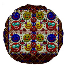 Smile And The Whole World Smiles  On Large 18  Premium Round Cushions by pepitasart