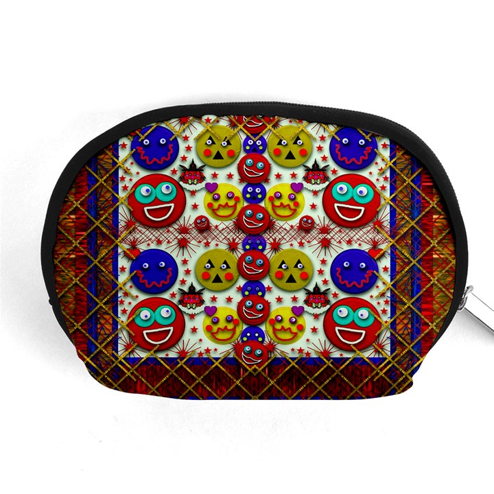 Smile And The Whole World Smiles  On Accessory Pouches (Medium) 