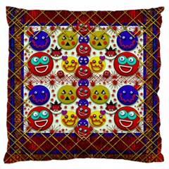 Smile And The Whole World Smiles  On Large Flano Cushion Case (one Side) by pepitasart