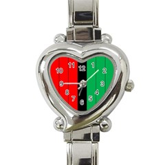 Kwanzaa Colors African American Red Black Green  Heart Italian Charm Watch by yoursparklingshop