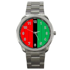 Kwanzaa Colors African American Red Black Green  Sport Metal Watch by yoursparklingshop