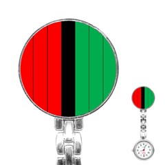 Kwanzaa Colors African American Red Black Green  Stainless Steel Nurses Watch by yoursparklingshop