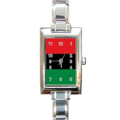 Pan African Unia Flag Colors Red Black Green Horizontal Stripes Rectangle Italian Charm Watch by yoursparklingshop