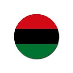 Pan African Unia Flag Colors Red Black Green Horizontal Stripes Rubber Round Coaster (4 Pack)  by yoursparklingshop