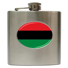 Pan African Unia Flag Colors Red Black Green Horizontal Stripes Hip Flask (6 Oz) by yoursparklingshop