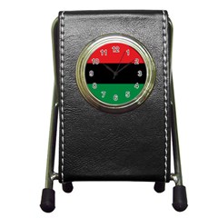 Pan African Unia Flag Colors Red Black Green Horizontal Stripes Pen Holder Desk Clocks by yoursparklingshop