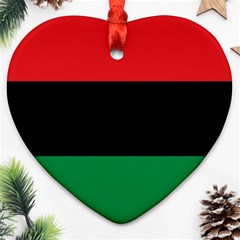 Pan African Unia Flag Colors Red Black Green Horizontal Stripes Heart Ornament (2 Sides) by yoursparklingshop