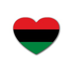 Pan African Unia Flag Colors Red Black Green Horizontal Stripes Rubber Coaster (heart)  by yoursparklingshop