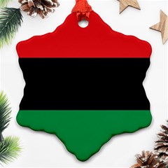 Pan African Unia Flag Colors Red Black Green Horizontal Stripes Snowflake Ornament (2-side) by yoursparklingshop