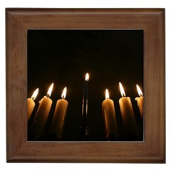 Hanukkah Chanukah Menorah Candles Candlelight Jewish Festival Of Lights Framed Tiles by yoursparklingshop