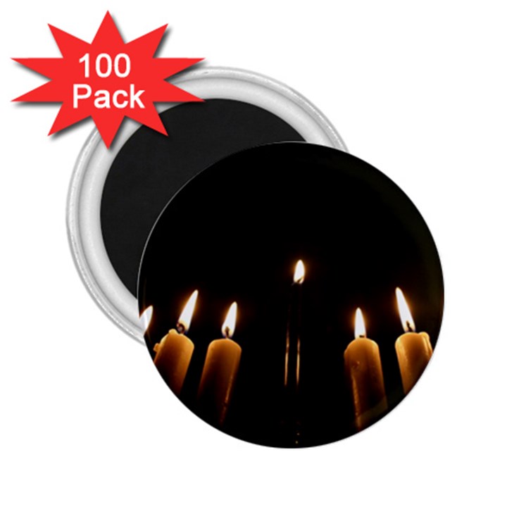 Hanukkah Chanukah Menorah Candles Candlelight Jewish Festival Of Lights 2.25  Magnets (100 pack) 