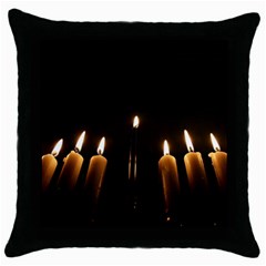 Hanukkah Chanukah Menorah Candles Candlelight Jewish Festival Of Lights Throw Pillow Case (black) by yoursparklingshop