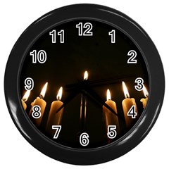 Hanukkah Chanukah Menorah Candles Candlelight Jewish Festival Of Lights Wall Clocks (black) by yoursparklingshop