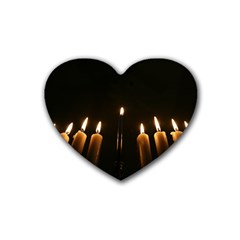 Hanukkah Chanukah Menorah Candles Candlelight Jewish Festival Of Lights Rubber Coaster (heart)  by yoursparklingshop