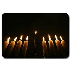 Hanukkah Chanukah Menorah Candles Candlelight Jewish Festival Of Lights Large Doormat  by yoursparklingshop