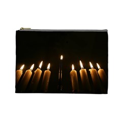 Hanukkah Chanukah Menorah Candles Candlelight Jewish Festival Of Lights Cosmetic Bag (large)  by yoursparklingshop