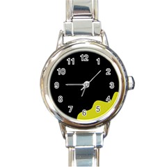 Black And Yellow Round Italian Charm Watch by Valentinaart