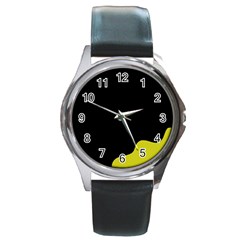 Black And Yellow Round Metal Watch by Valentinaart