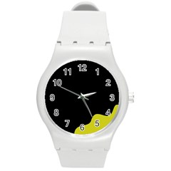 Black And Yellow Round Plastic Sport Watch (m) by Valentinaart