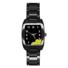 Black And Yellow Stainless Steel Barrel Watch by Valentinaart