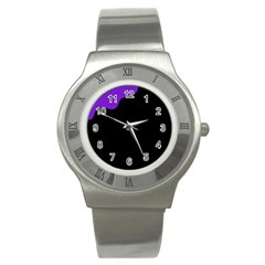 Purple And Black Stainless Steel Watch by Valentinaart